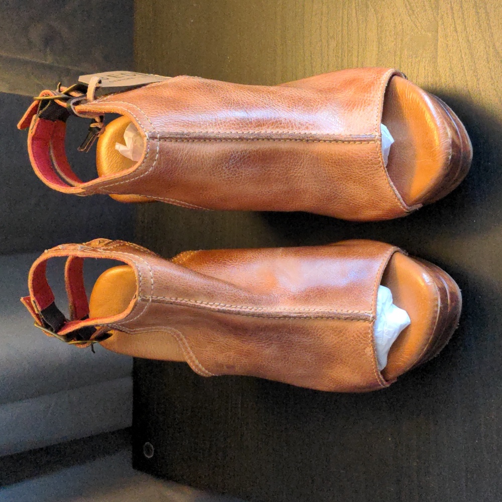 SOLD - NEW BedStu Imelda Tan Rustic Cutout Platform Wedge Sandals sz 7 Boho - Picture 7 of 12